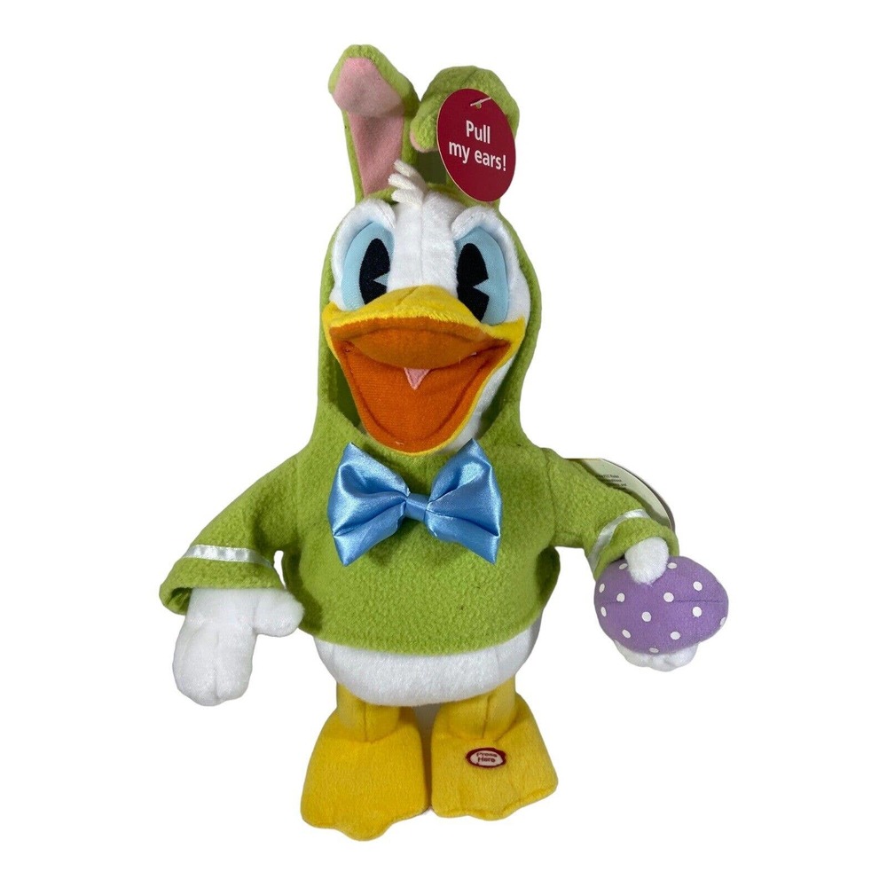 Disney/Hallmark Don't Pull My Ears Donald Duck Plush Sings Dances Green Easter